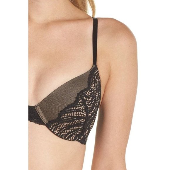CALVIN KLEIN Siren Lace Full Coverage Underwire Bra #QF4912 Black 34B NEW - Picture 6 of 13